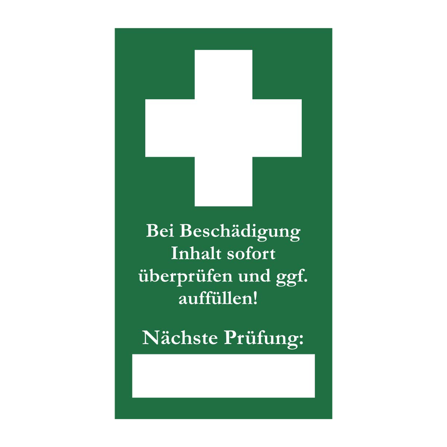 Siegel für Erste Hilfe Verbandskasten 25x45 mm selbstklebend