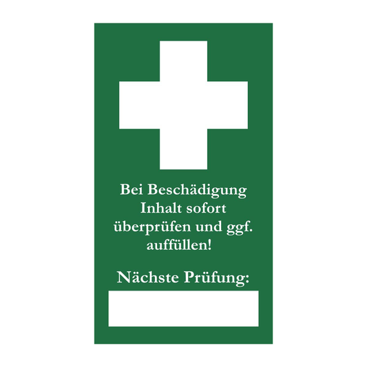 Siegel für Erste Hilfe Verbandskasten 25x45 mm selbstklebend